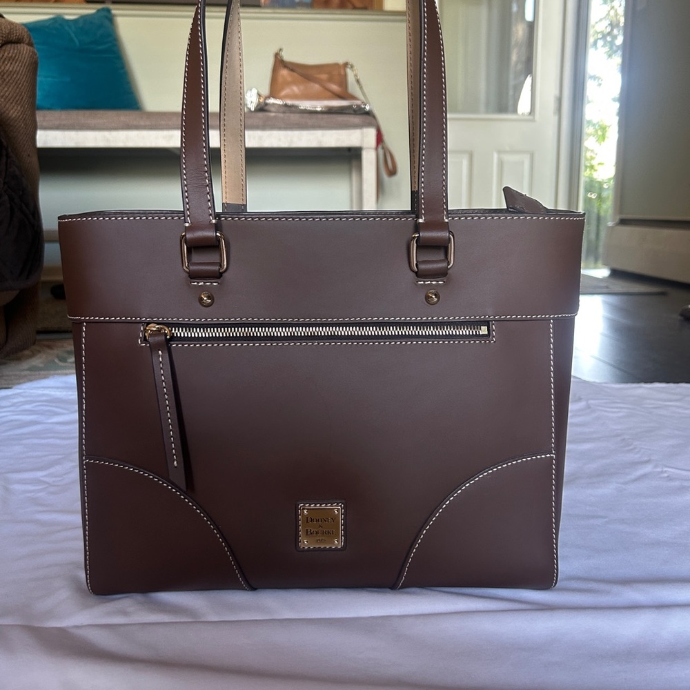 Dooney & Bourke Brown Leather Briefcase with Structured Design
